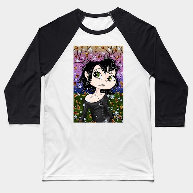 Adorable Gothic Little Vampire Witch Baseball T-Shirt by OCDVampire